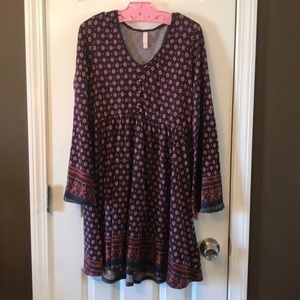 Boho Inspired Dress With Bell Sleeve